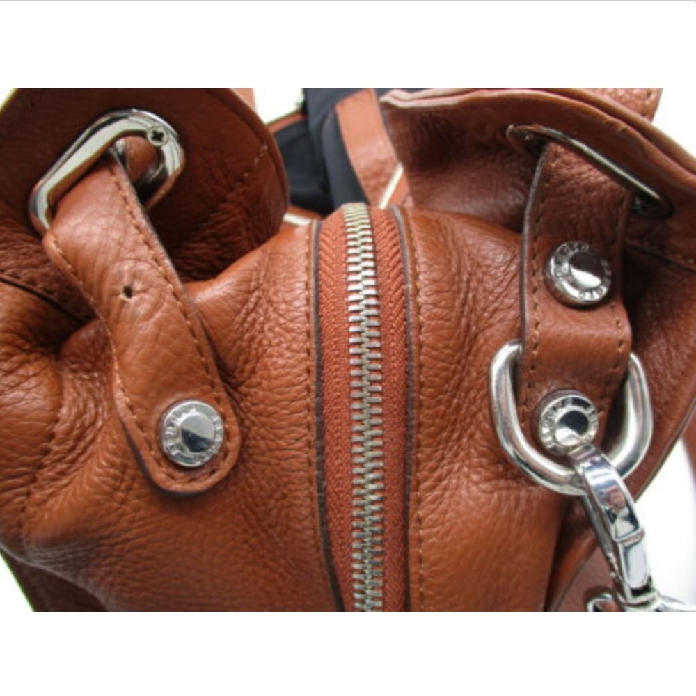 SANDRO brown pebbled leather suede detail bag - Picture 6 of 8
